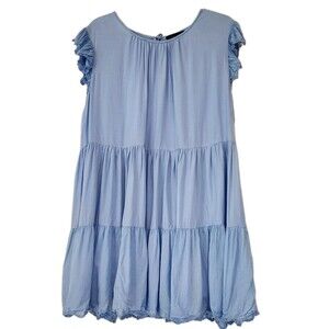 HOUSE OF HARLOW 1960 Light Blue Ruffle Babydoll Dress Tiered Women Size Small
